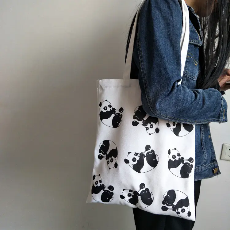 Panda Print Canvas Shoulder Bag for Women - Image 6