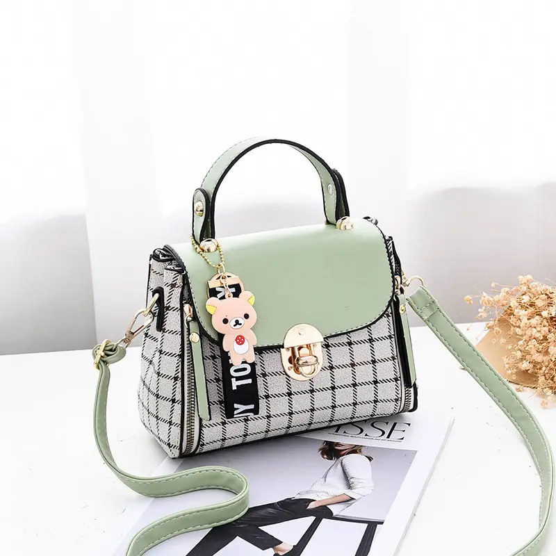 Women's Korean Style Mini Crossbody Bag Red Plaid - Image 4