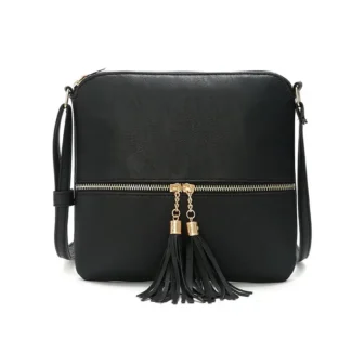 Black Tassel Crossbody Bag for Women