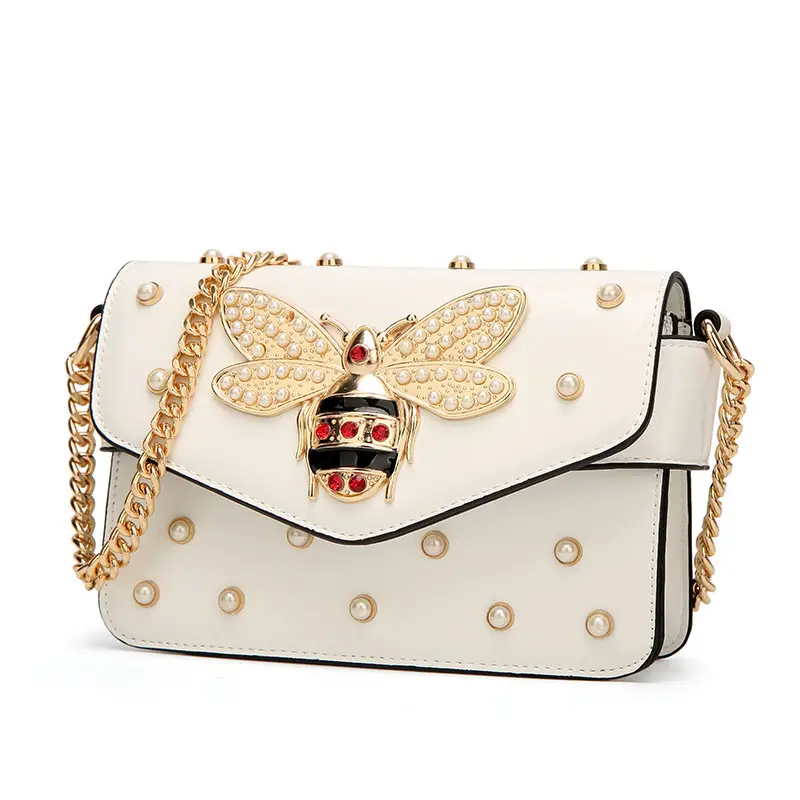 White Pearl Bee Shoulder Bag for Women - Image 3