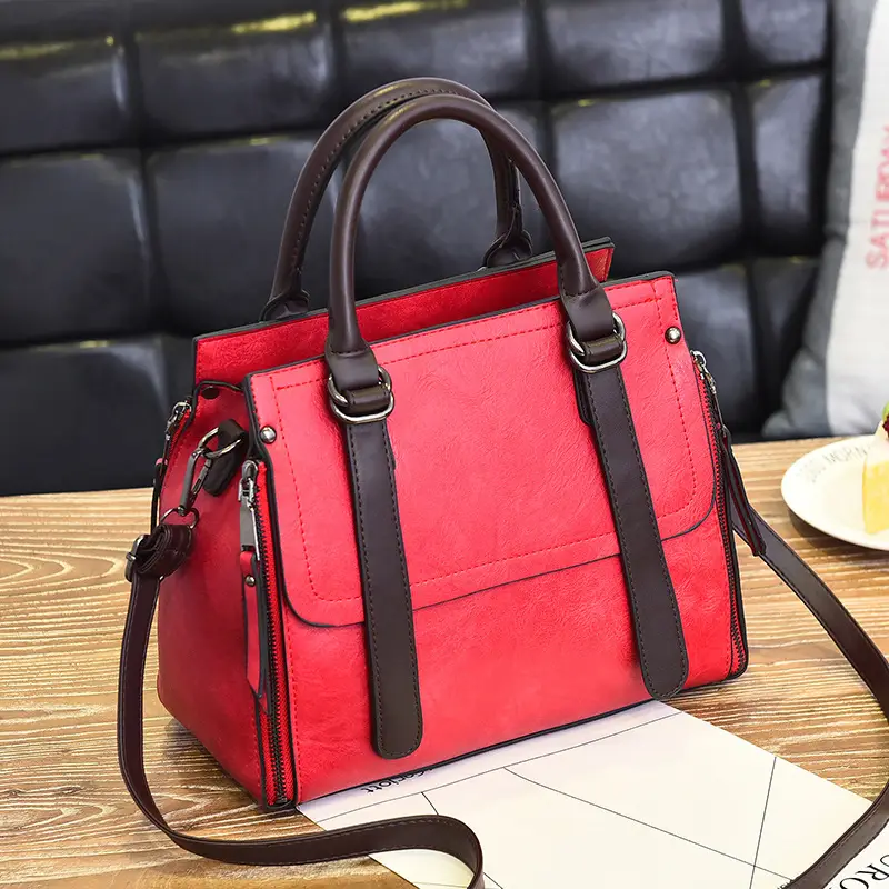 Trendy Orange Boston Handbag for Women - Image 3