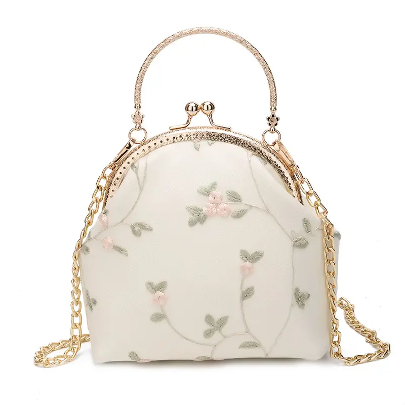 White Floral Embroidered Crossbody Bag for Women - Image 5