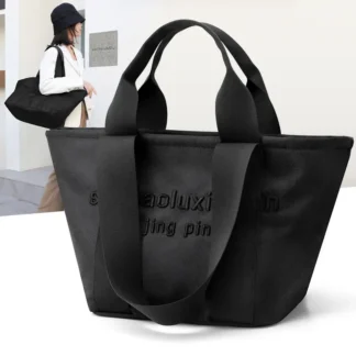 Black Nylon Crossbody Tote Bag for Daily Commutes