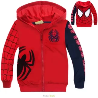 Kids Spider-Man Zipper Hoodie Red Black