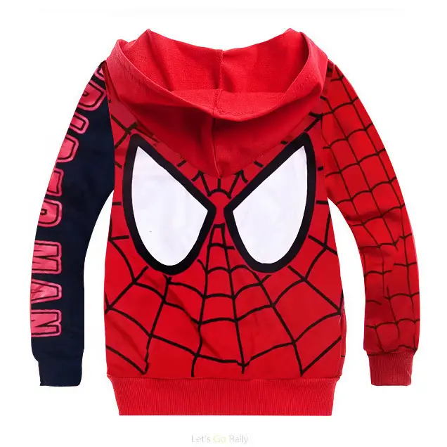 Kids Spider-Man Zipper Hoodie Red Black - Image 2