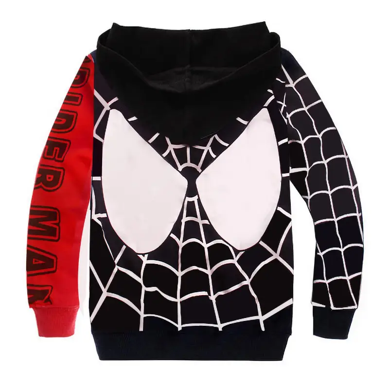 Kids Spider-Man Zipper Hoodie Red Black - Image 5