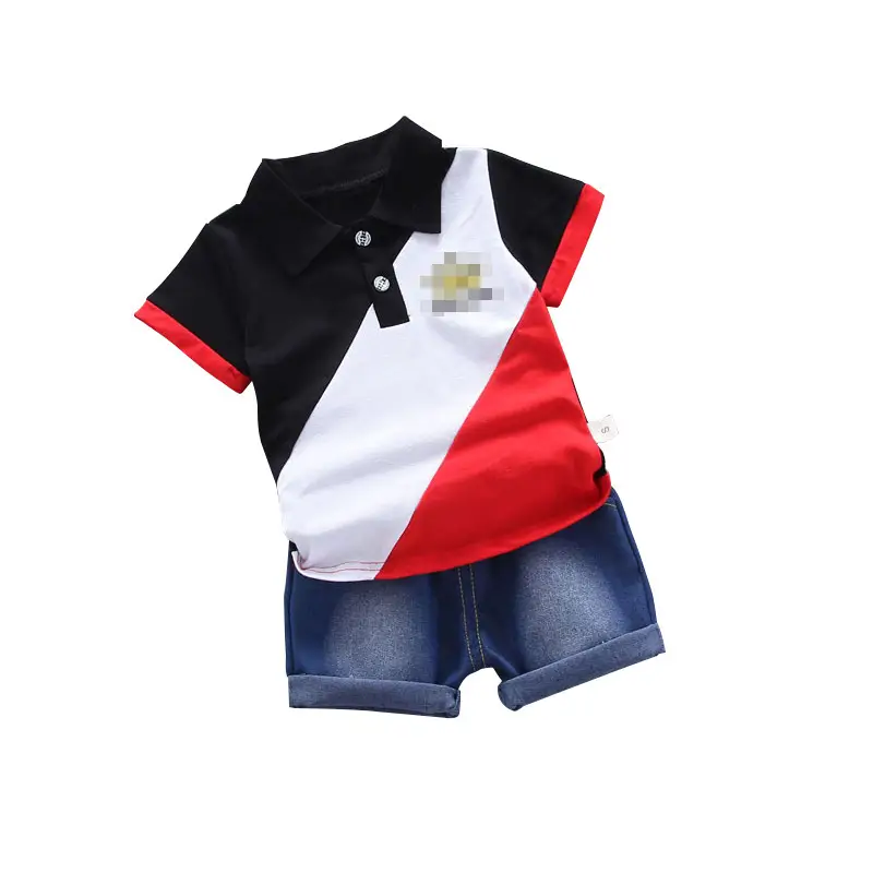 Boy Summer Polo Shirt Set with Denim Shorts - Image 5