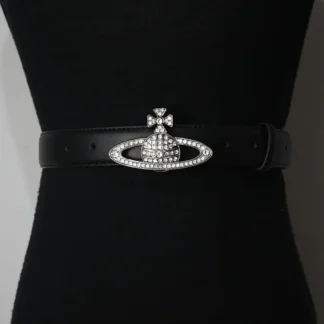 Women Black Sparkling Diamond Saturn Belt