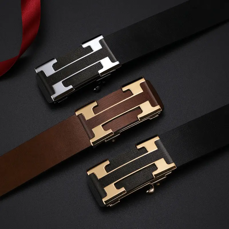Men Genuine Leather Automatic Buckle Belt - Image 2