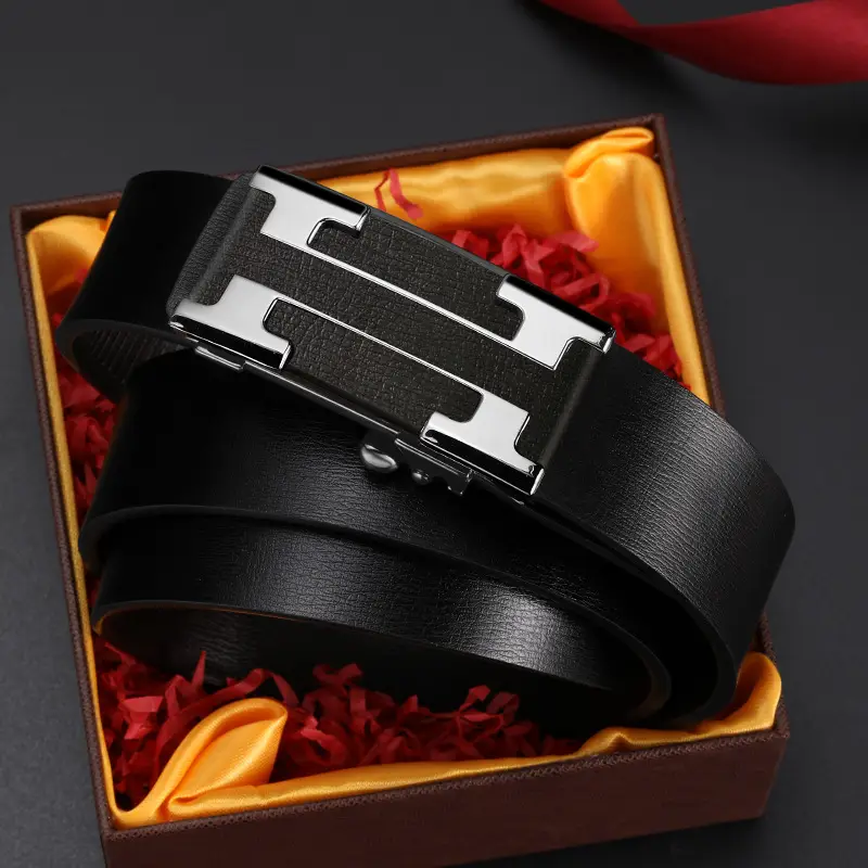 Men Genuine Leather Automatic Buckle Belt - Image 3