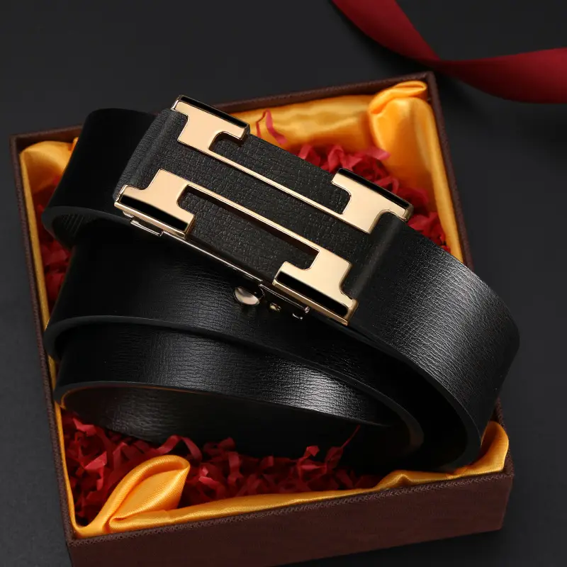 Men Genuine Leather Automatic Buckle Belt - Image 4