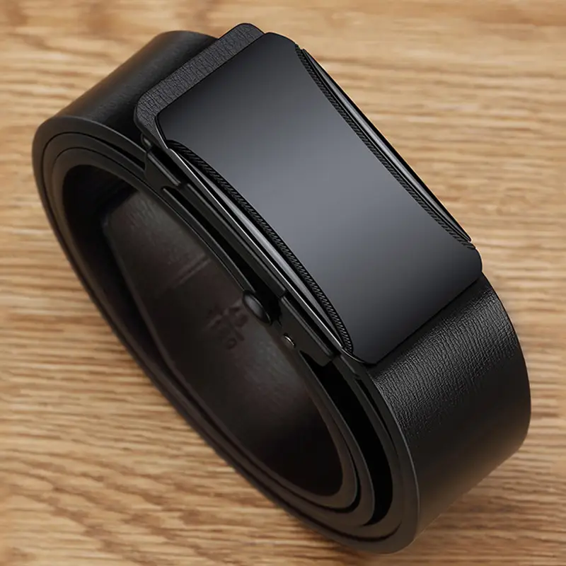 Black Leather Automatic Buckle Men's Belt - Image 2