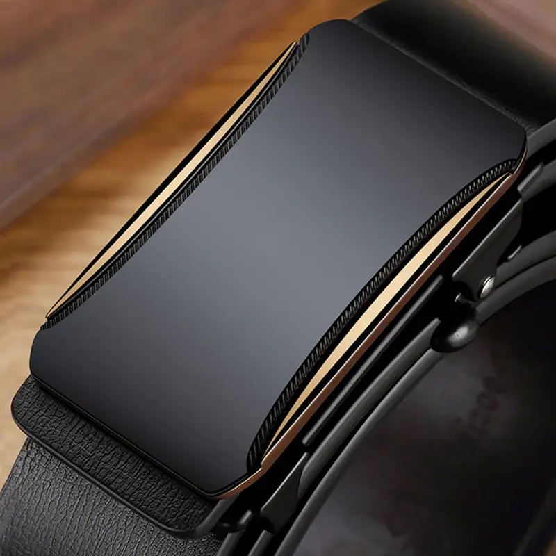 Black Leather Automatic Buckle Men's Belt - Image 3