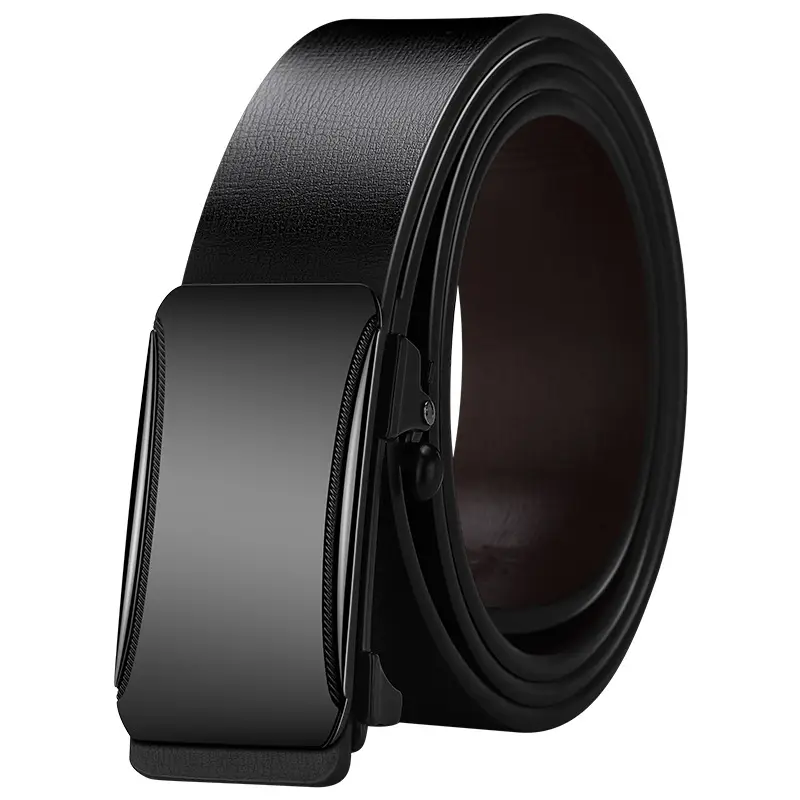Black Leather Automatic Buckle Men's Belt - Image 5
