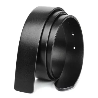 Black Leather Belt 3.8cm Wide Single Layer Antique Smooth Finish