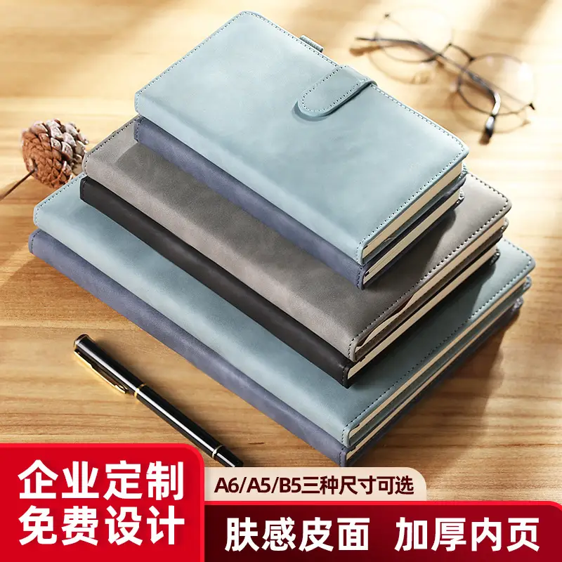 A5 Sky Blue Leather Notebook with Pen Gift Set - Image 3