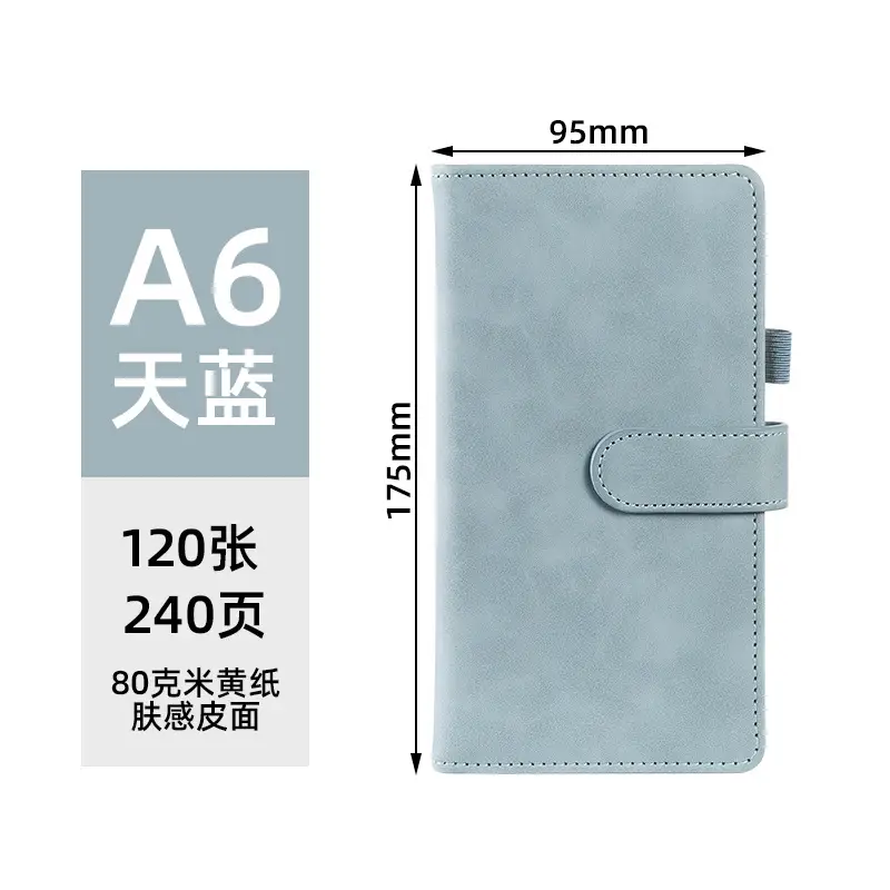 A5 Sky Blue Leather Notebook with Pen Gift Set - Image 6