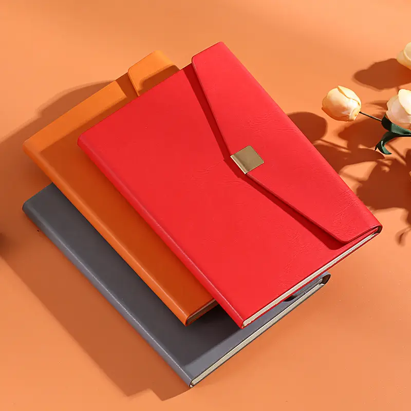 Chinese Red A5 Business Gift Notebook Set with Pen - Image 2