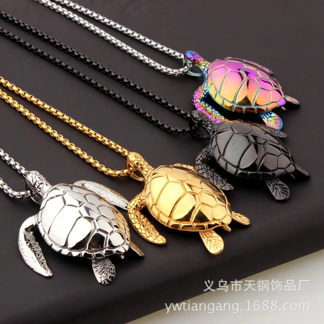 Trendy Turtle Pendant Necklace Stainless Steel Daily Wear