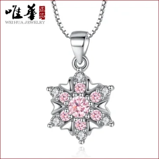 Women Silver Plated Snowflake Pendant Necklace