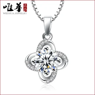 Silver Plated Leaf Flower Necklace for Women Daily Wear