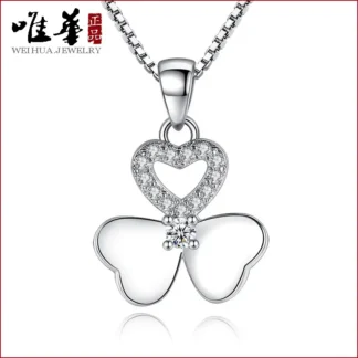 Women Silver Plated Zircon Pendant Necklace