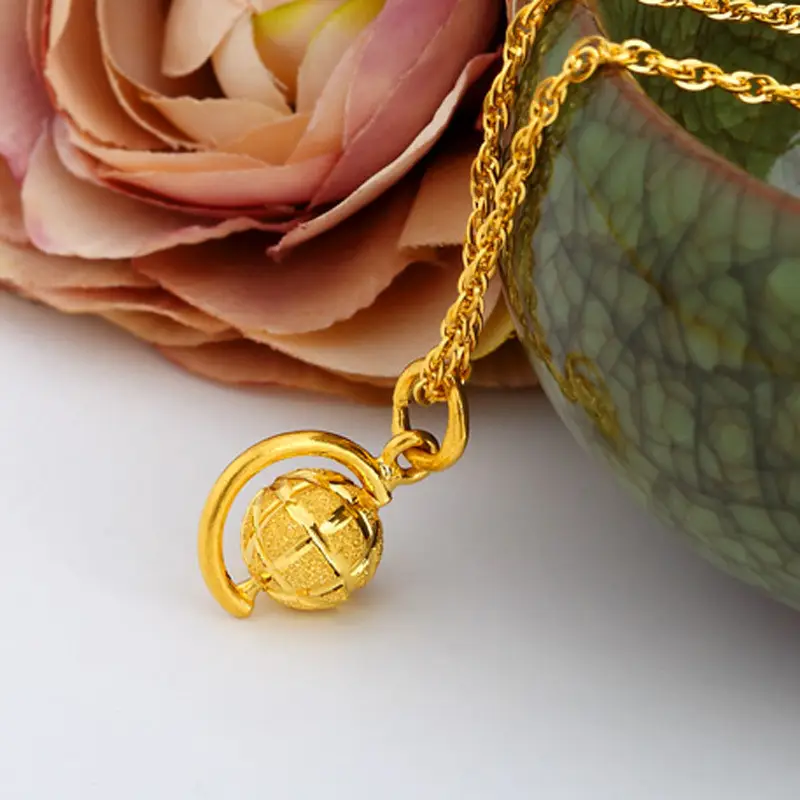 Gold Globe Pendant for Women, Brass Gold Plated Fashion Jewelry - Image 4