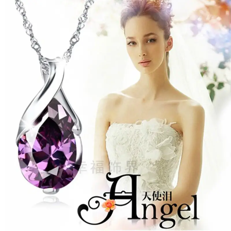 Purple Zircon Angel Tears Pendant Electroplated Jewelry - Image 2