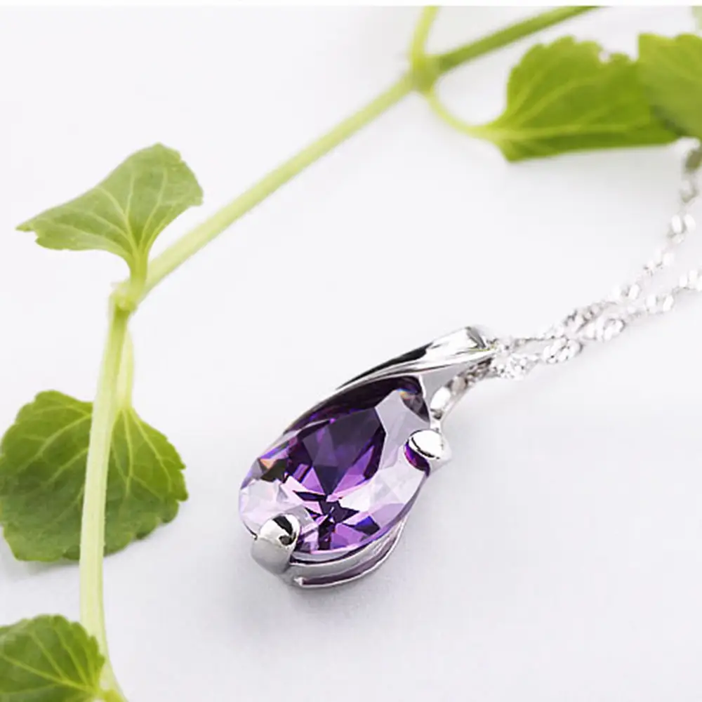 Purple Zircon Angel Tears Pendant Electroplated Jewelry - Image 4