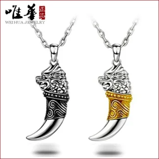 Men Korean Style Spike Pendant Necklace Silver Plated