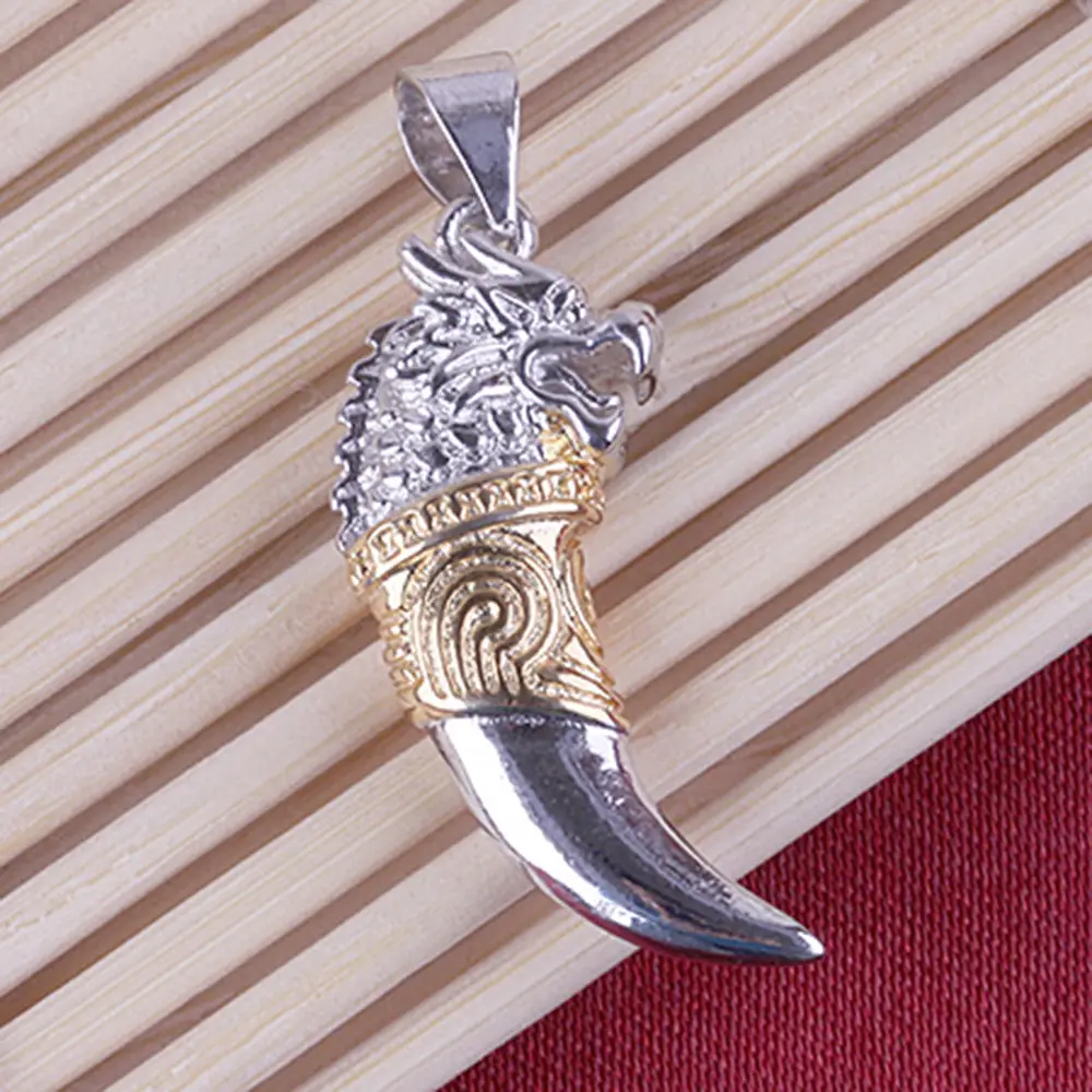 Men Korean Style Spike Pendant Necklace Silver Plated - Image 2