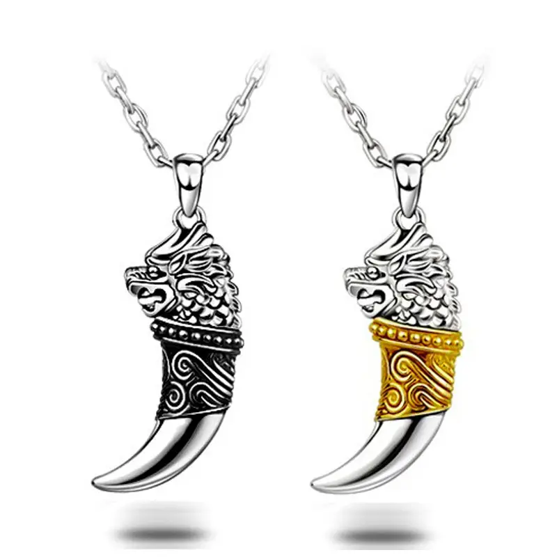 Men Korean Style Spike Pendant Necklace Silver Plated - Image 5