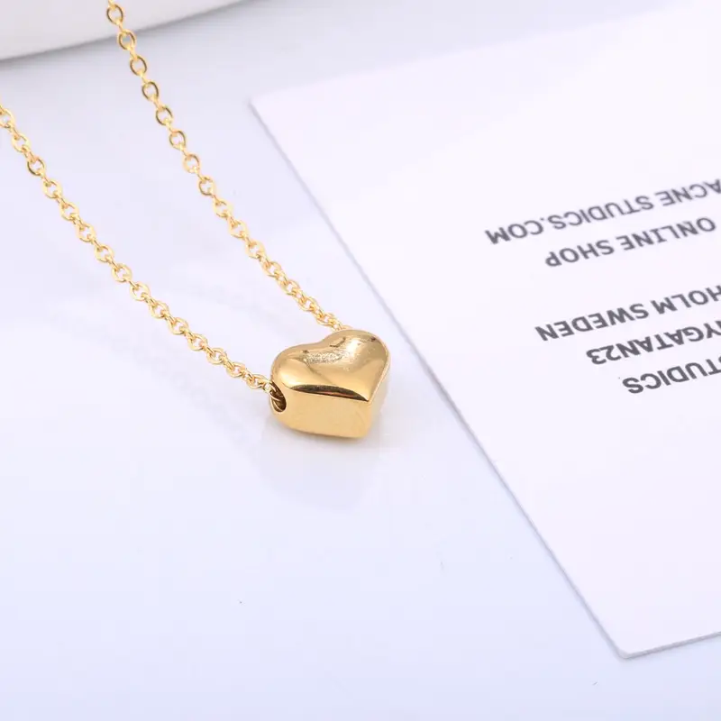 Women Heart Necklace Gold Rose Gold Silver Collarbone Chain - Image 2