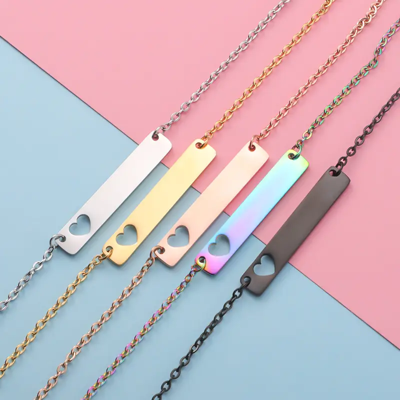 Stainless Steel Heart Pendant Necklace 18Inch Multi Color - Image 2