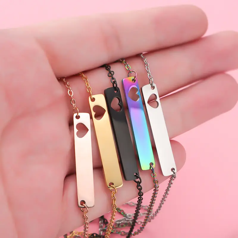 Stainless Steel Heart Pendant Necklace 18Inch Multi Color - Image 3