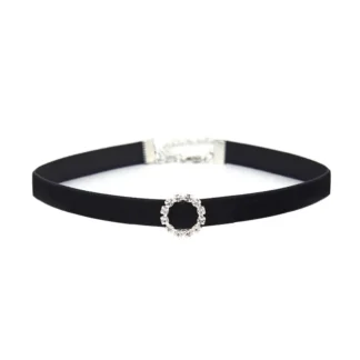 Black Velvet Rhinestone Choker Necklace for Women