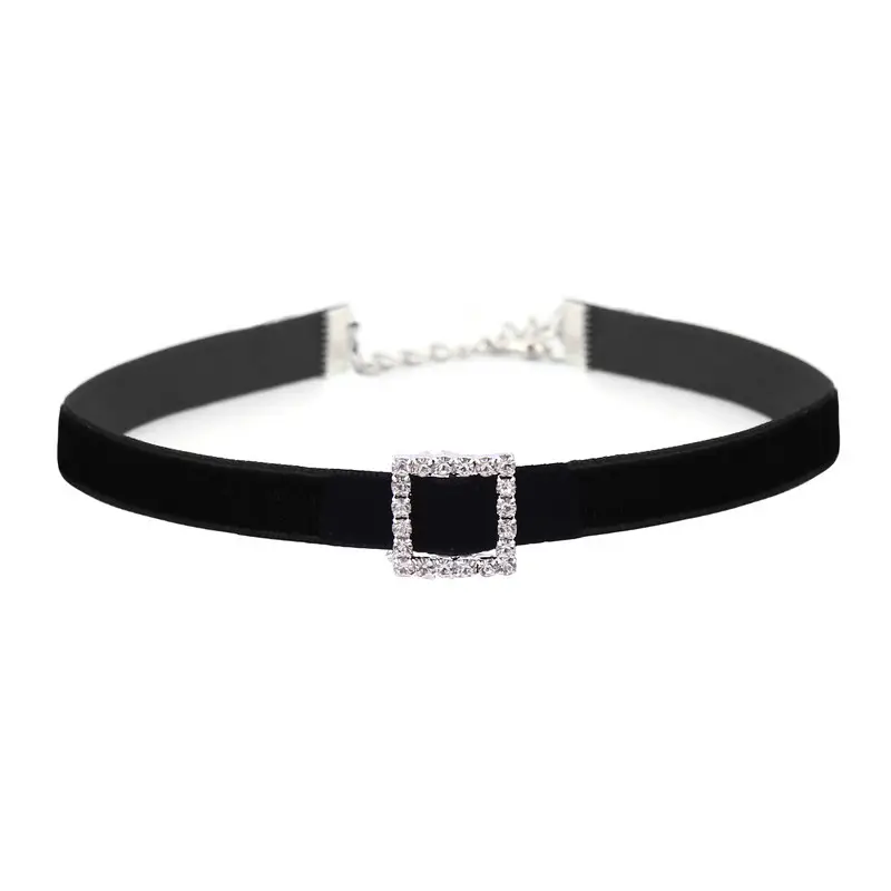 Black Velvet Rhinestone Choker Necklace for Women - Image 3