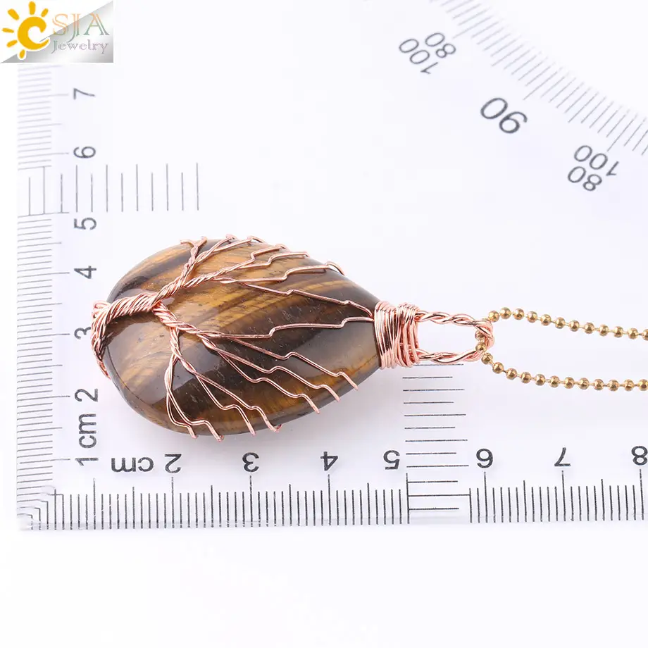 Rose Gold Tree of Life Stone Pendant Necklace - Image 3