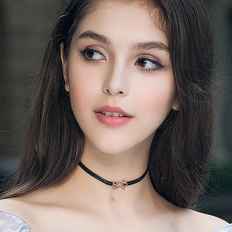 Black Bow Choker Necklace for Women - Image 2