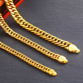Men Gold Boss Chain Necklace Double Buckle Glossy