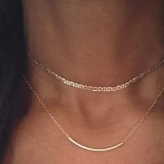 Gold Double Chain Choker Necklace for Women