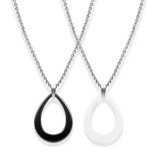 Black & White Water Drop Ceramic Necklace for Women
