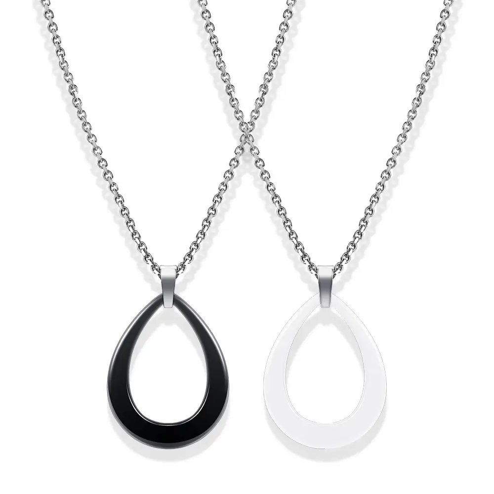 Black & White Water Drop Ceramic Necklace for Women