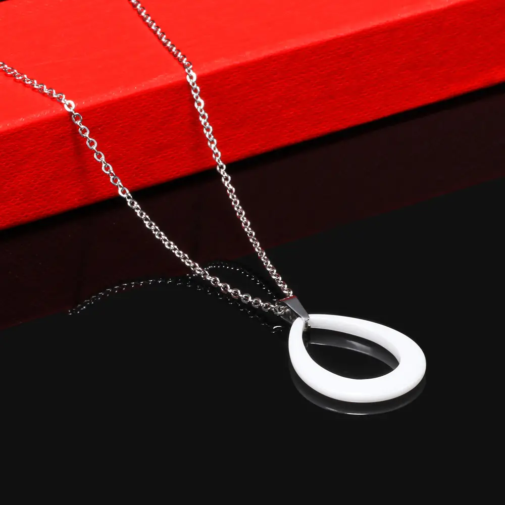 Black & White Water Drop Ceramic Necklace for Women - Image 3