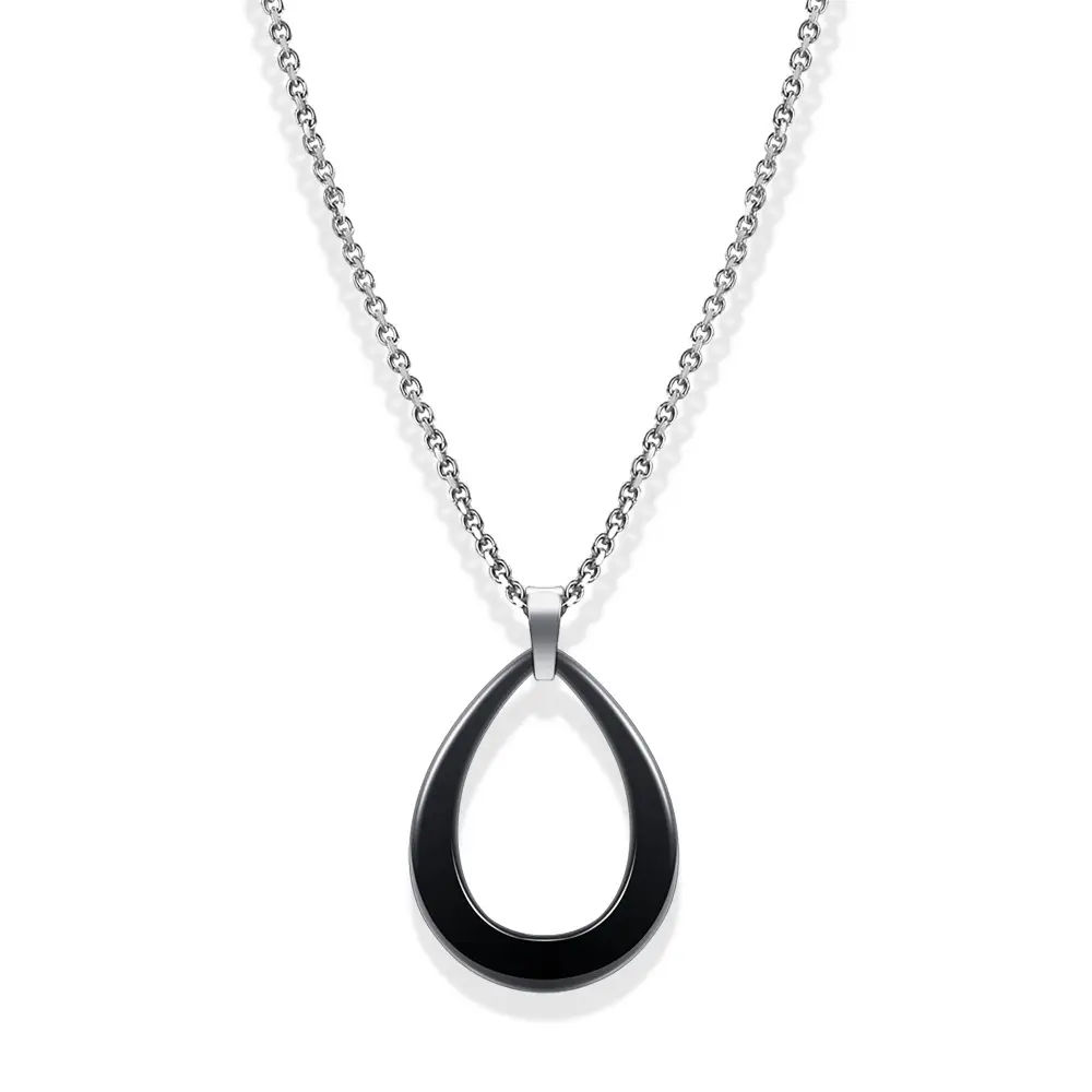 Black & White Water Drop Ceramic Necklace for Women - Image 4