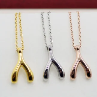 Korean Wish Bone Necklace Gold Silver Rose Gold
