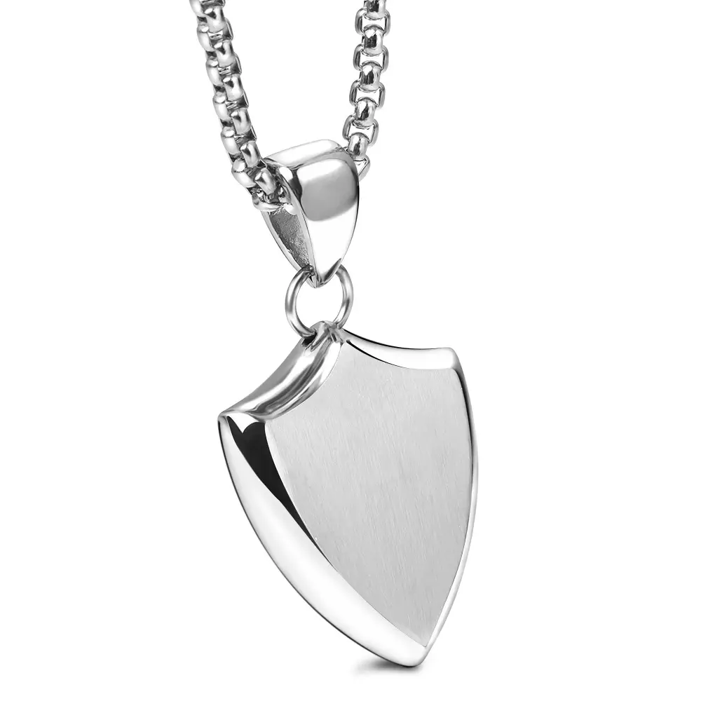 Men Titanium Steel Shield Necklace Gold Chain