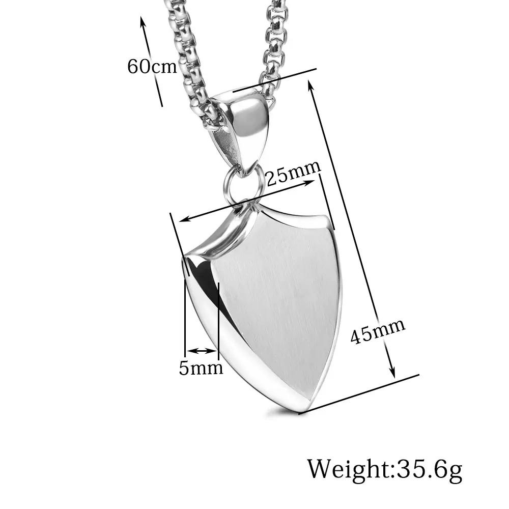 Men Titanium Steel Shield Necklace Gold Chain - Image 2