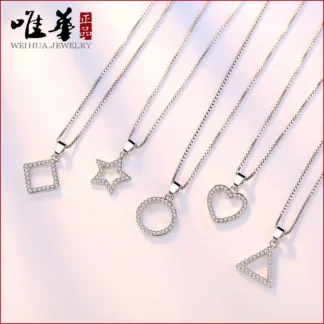 Silver Plated Geometric Pendant Necklaces for Women