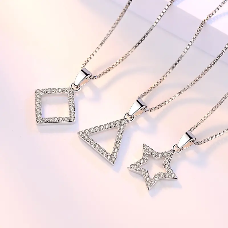 Silver Plated Geometric Pendant Necklaces for Women - Image 3